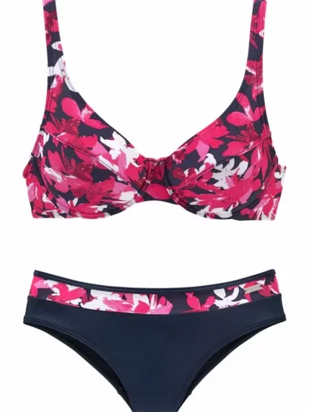 PETITE FLEUR Bikinis tamsiai mėlyna jūros / rožinė balta
