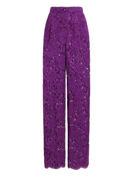 Pantaloni Dolce & Gabbana din dantelă violet