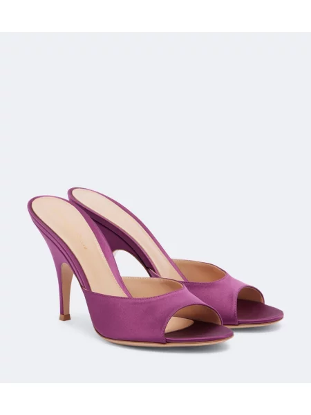 Papuci tip mules Gianvito Rossi din satin violet