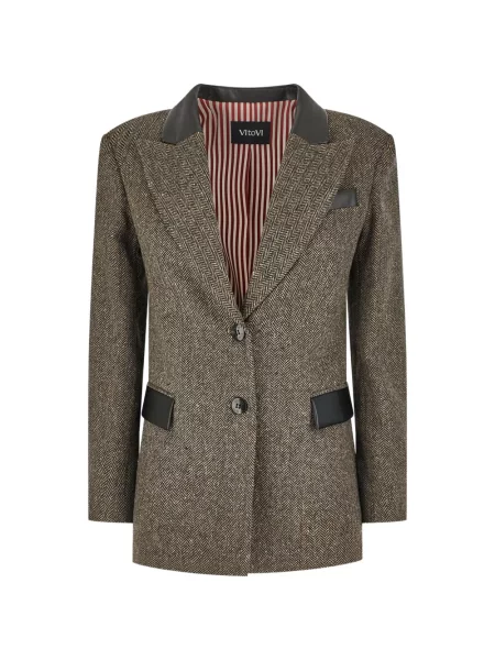 Sacou Vitovi cu model herringbone maro