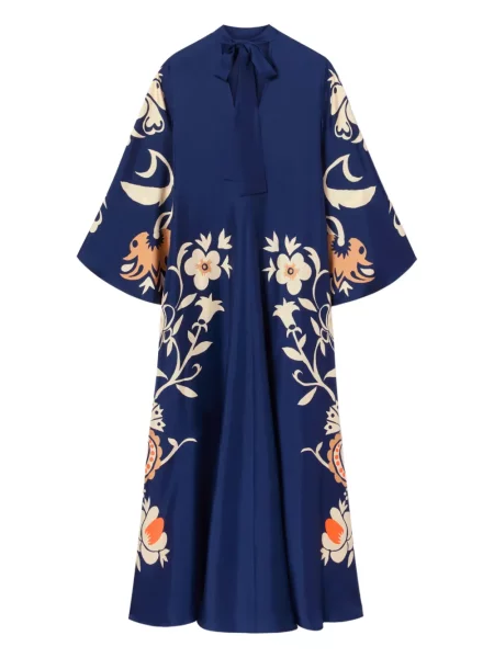 Rochie maxi La Doublej cu model floral cu imagine de costum albastru