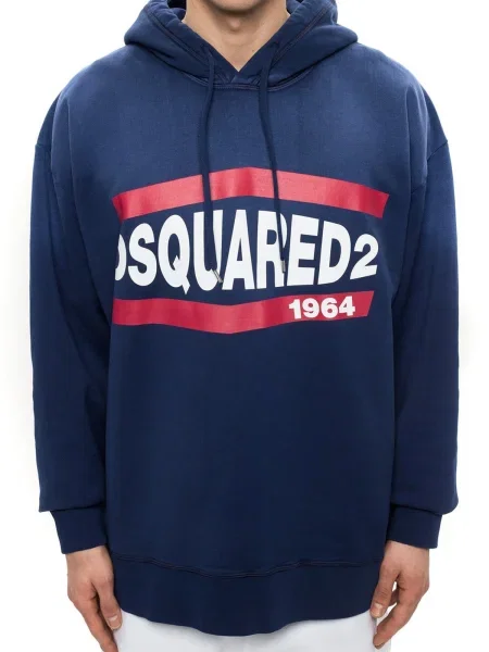 Hoodie Dsquared s kapuco modra