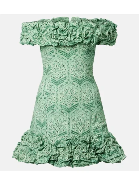 Rochie Agua By Agua Bendita cu volane din poplin verde