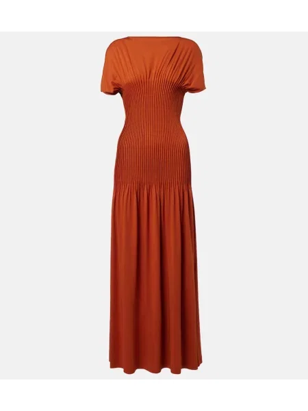 Rochie maxi Toteme din jerseu plisată de costum portocaliu