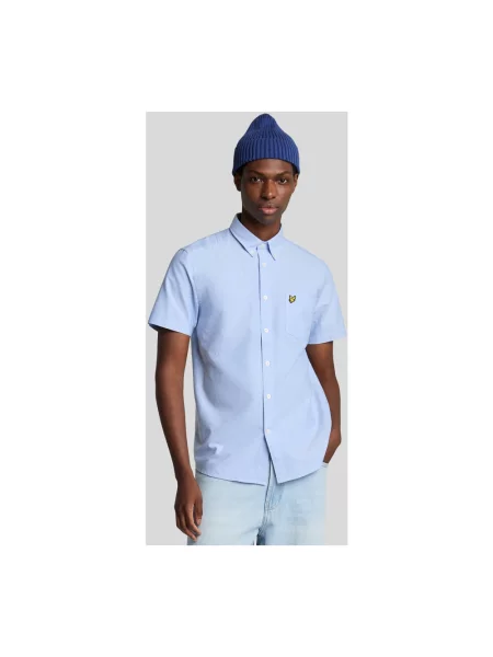 Koszula z krótkim rękawem Lyle & Scott z twillu niebieska