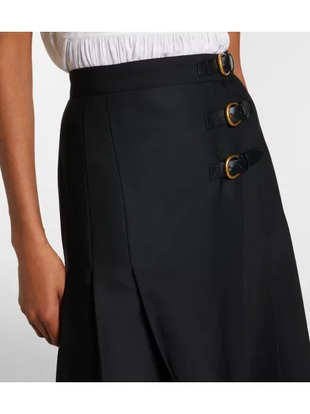 Fustă midi Chloé de lână negru