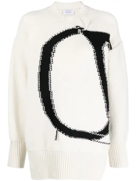 Pulover Off-white cu autograf alb