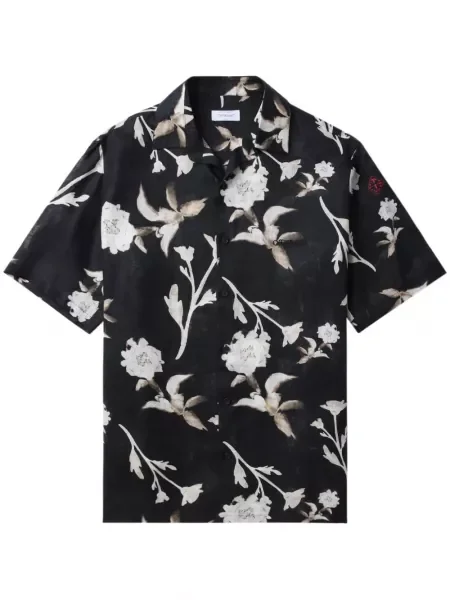 Cămașă Off-white cu model floral cu imagine alb