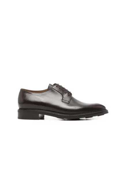 Półbuty John Lobb sznurowane skórzane brązowe