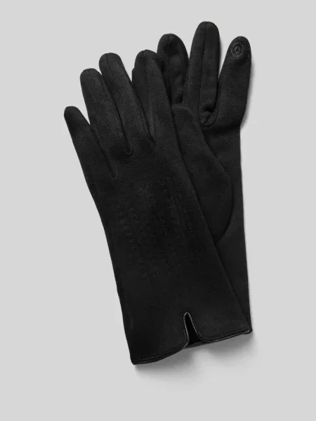 Rękawiczki o kroju slim fit z ozdobnymi szwami Eem czarne
