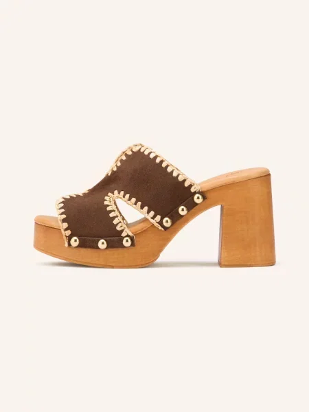 È Mia Mules S Cvočky tmavě hnědá