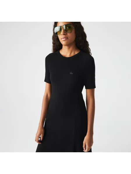 Lacoste Sukienka Z Dzianinowymi Detalami czarna