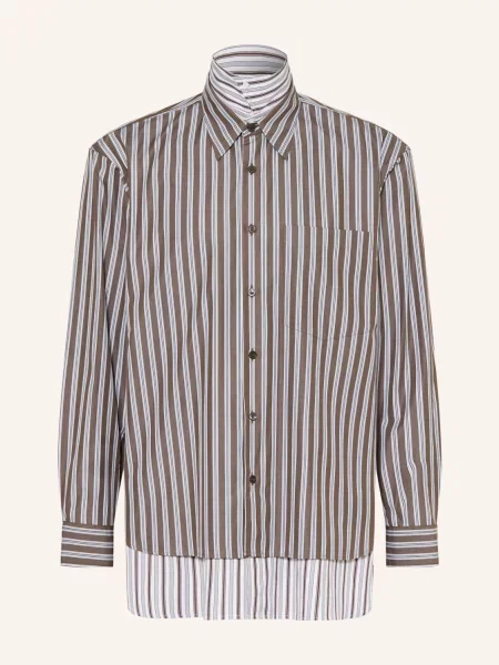 Dries Van Noten Košile Volného Střihu hnědá / tmavě modrá bílá