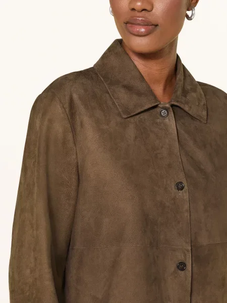 Kožená bunda 's Max Mara hnědá