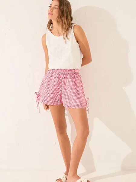 Късо долнище на пижама women'secret бордо от червено