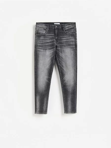 Reserved Blugi skinny cu efect de prespălare gri