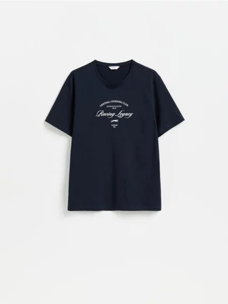 Reserved Tricou regular cu imprimeu bleumarin