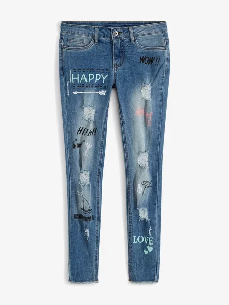 Dżinsy skinny mid waist niebieskie