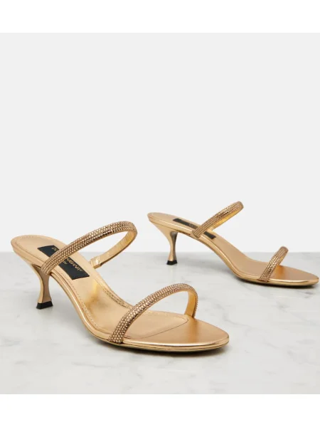 Papuci tip mules Dolce&gabbana din satin de cristal auriu