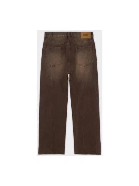 Jeansy straight leg Obey retro brązowe