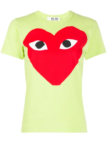Tricou Comme Des Garcons Play cu imagine cu decolteu rotund cu motiv cu inimi verde
