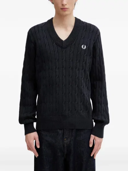 Pulover Fred Perry cu decolteu în V albastru