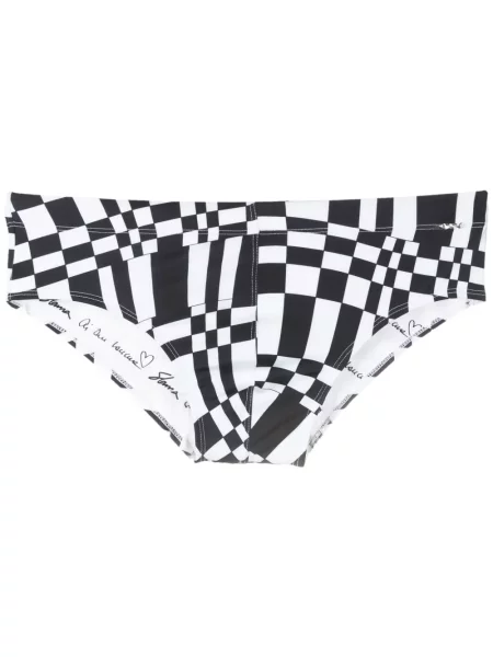 Slip de baie Amir Slama cu imagine cu imprimeu geometric negru
