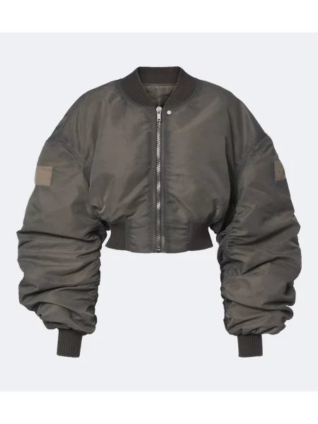 Decupat geacă bomber Rick Owens din satin gri