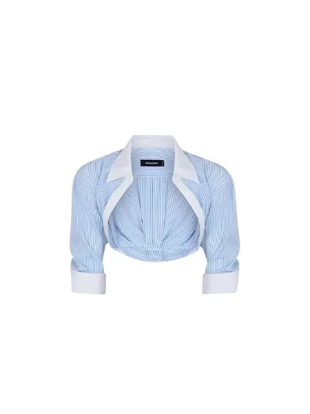 Bluzka Dsquared2 o skróconej długości niebieska