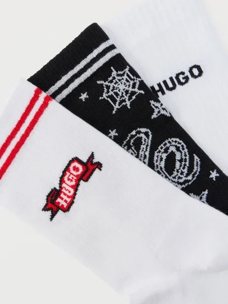 HUGO Șosete TATTOO roșu / negru alb