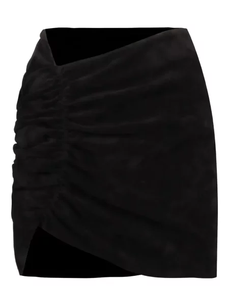 Krótka spódnica skórzana The Mannei drapowana czarna