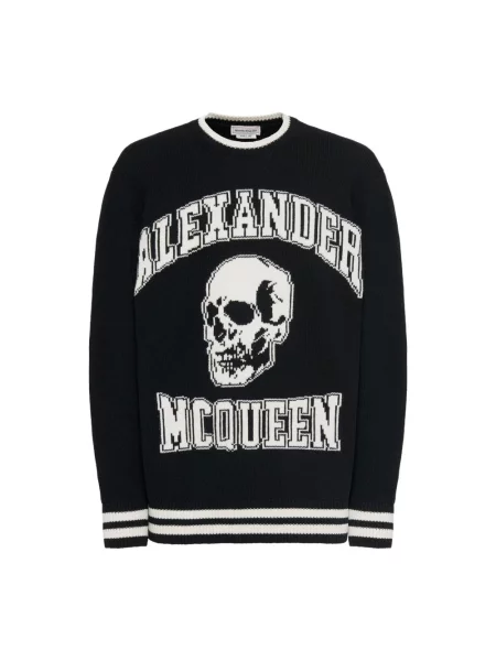 Dzianinowy sweter Alexander Mcqueen z logo czarny