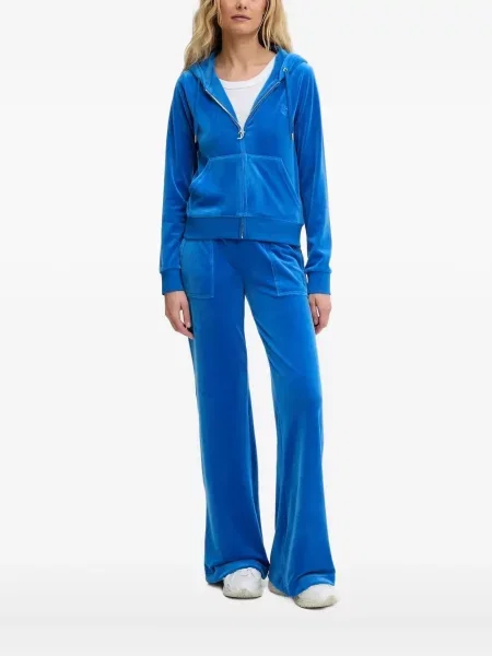 Суичър с качулка Juicy Couture бродиран синьо