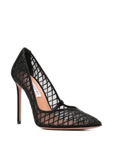Pantofi cu toc Aquazzura plasă negru