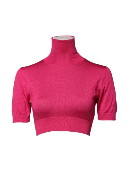 Jedwabny sweter z golfem Dolce And Gabbana różowy