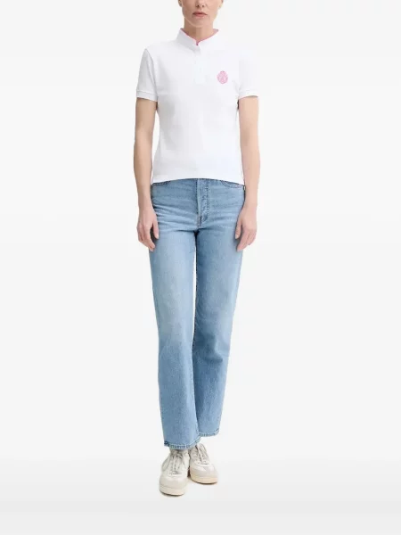Polo The Kooples cu broderie alb