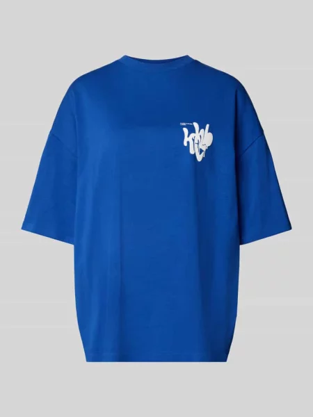 T-shirt oversize z nadrukiem z logo marki Karo Kauer niebieska