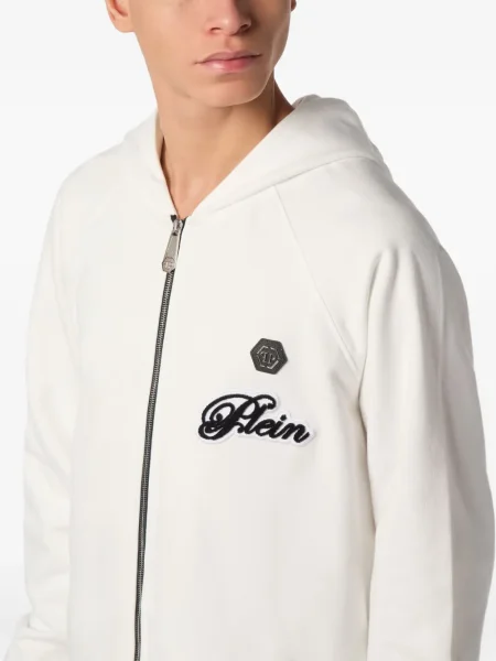 Hanorac cu glugă Philipp Plein alb