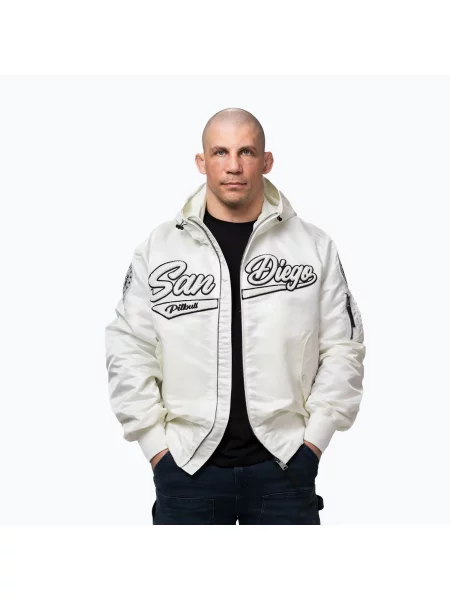 Geacă pentru bărbați Pitbull Aero Flight Hooded off white alb