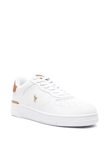 Sneakerși Polo Ralph Lauren cu broderie din piele alb