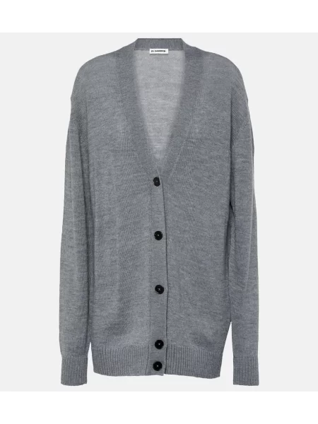 Cardigan Jil Sander de lână gri