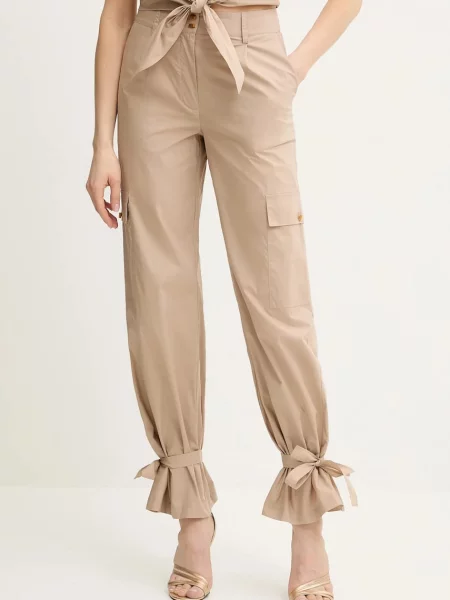 Панталон Marciano Guess PAT със стандартна кройка с висока талия бежово