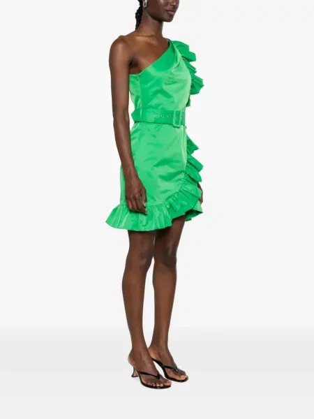 Rochie Twinset cu volane cu un umăr gol verde