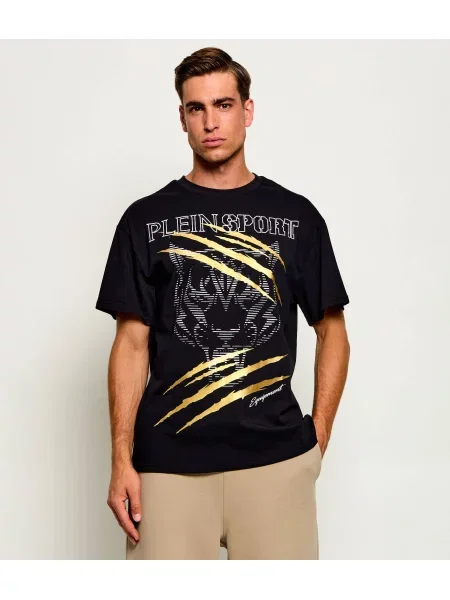 Plein Sport Tricou Tiger Golden Scratch negru