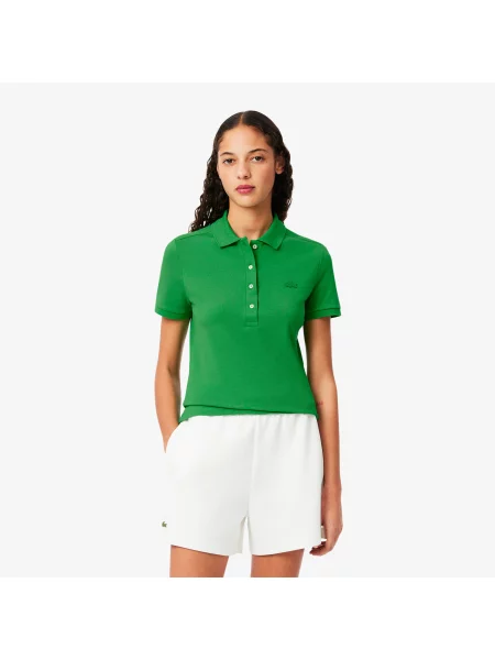 Lacoste Koszulka Polo Slim Fit Stretch Mini Piqué zielona