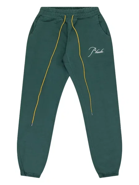 Pantaloni sport Rhude din material terry cu cordon verde