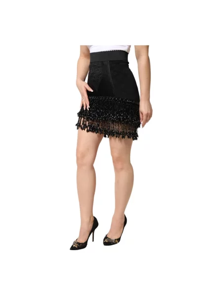Spódnica mini Dolce And Gabbana z wysoką talią czarna