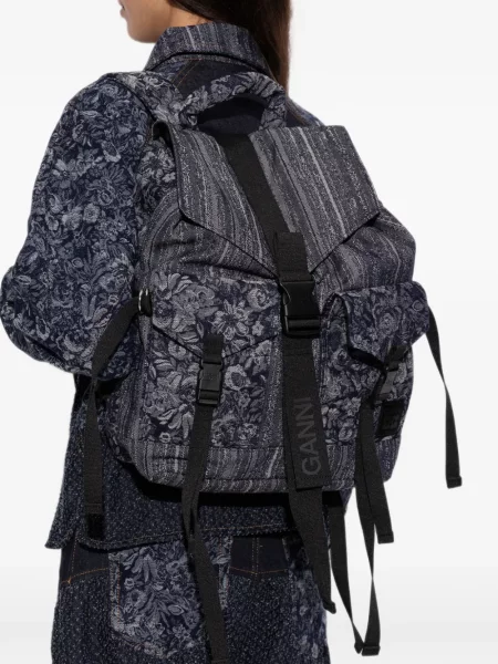 Rucsac Ganni cu model floral albastru