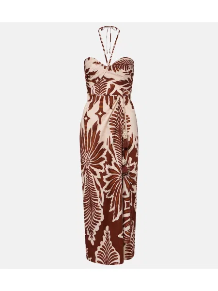 Rochie midi Poupette St Barth cu imagine maro