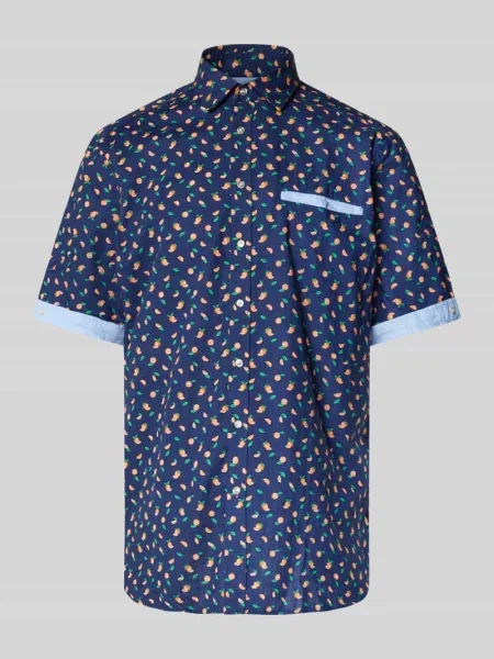 Koszula casualowa regular fit z kołnierzykiem typu kent Christian Berg Men granatowa